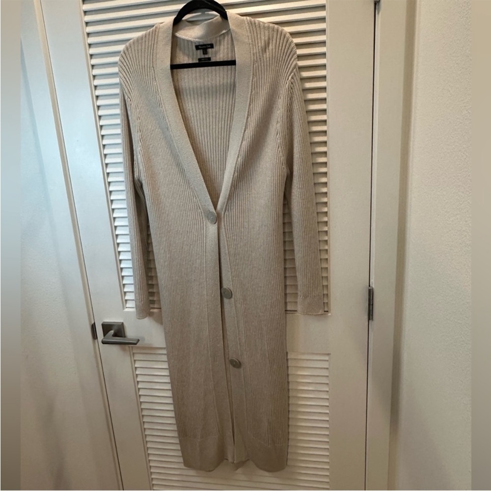 Massimo Dutti Cream Tan Long Cardigan
